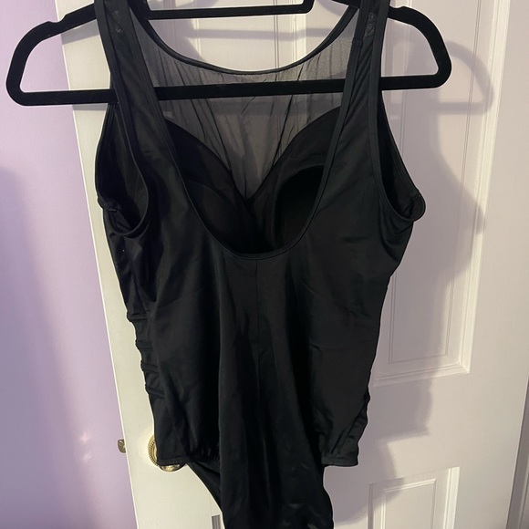 Longitude Women's Overlays Spotlight Mesh Highneck Long Torso Swimsuit, 12 - Picture 2 of 3